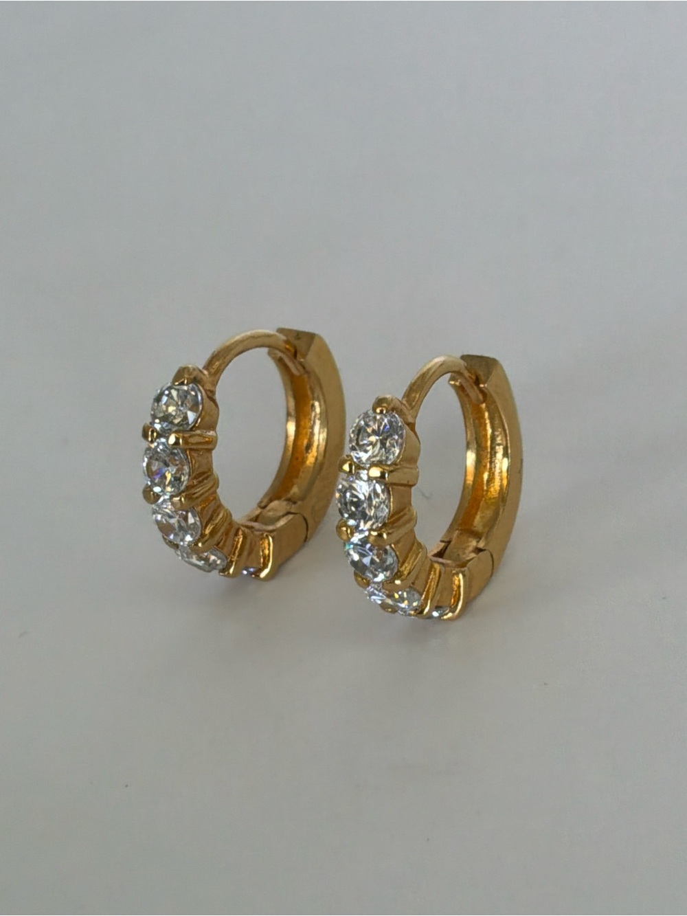Gold Crystal Huggy Hoop Earrings - Elegant Women’s Jewelry